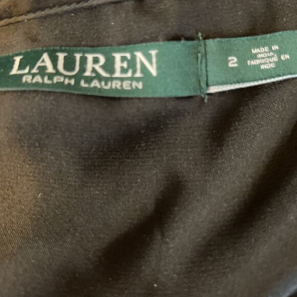 Lauren Ralph Lauren Gold Metallic Lace on Black Slip Dress Size 2 - Picture 15 of 16